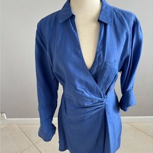 Zara Deep Blue Wrap Mini Dress